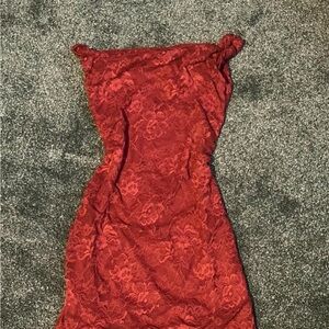 SHEIN Red Floral Lace Maxi Dress